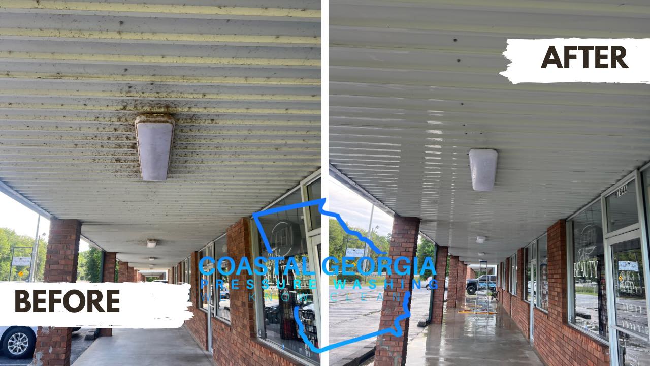 Metal Ceiling Rust Removal Before and After